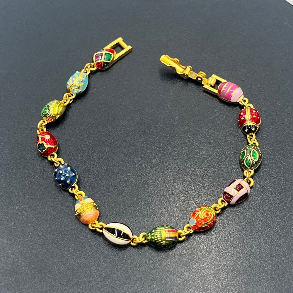 Joan Rivers Multcolor Gold Tone Petit Faberge Egg Ornate Enamel Bracelet‎